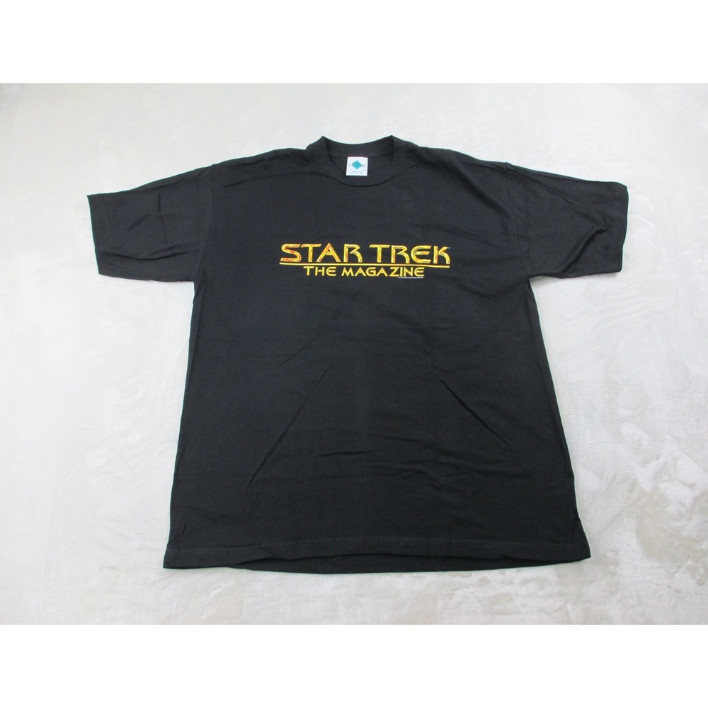 VINTAGE Star Trek Shirt Mens XL Black The‎ Magazine Paramount Pictures 1998*